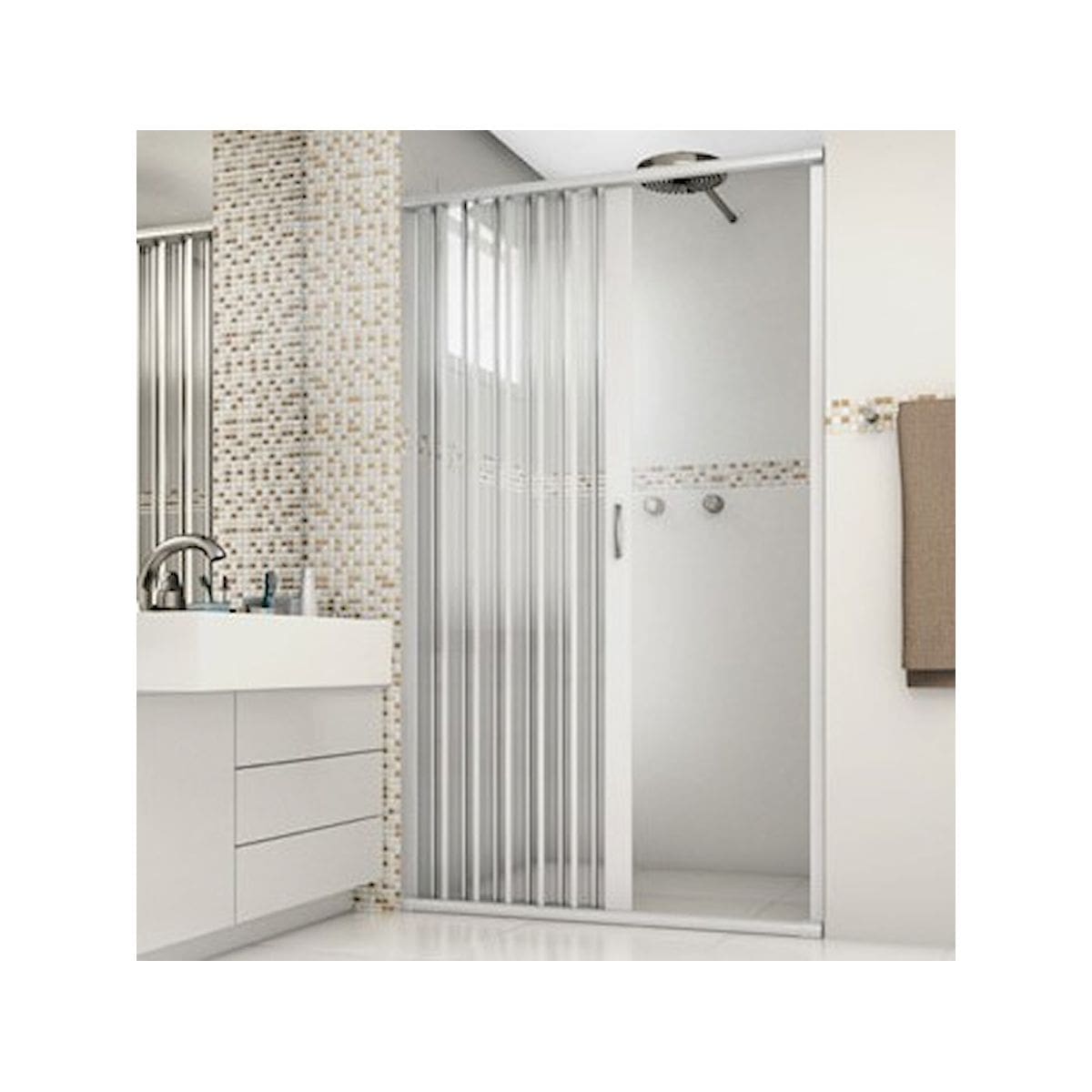 Mampara de baño plegable blanca